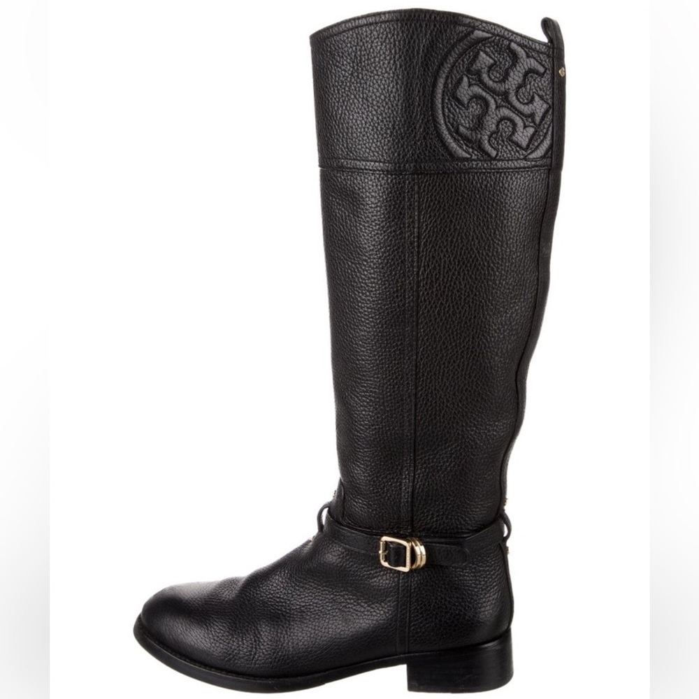 Tory Burch Black Leather Riding Boots knee high boots
